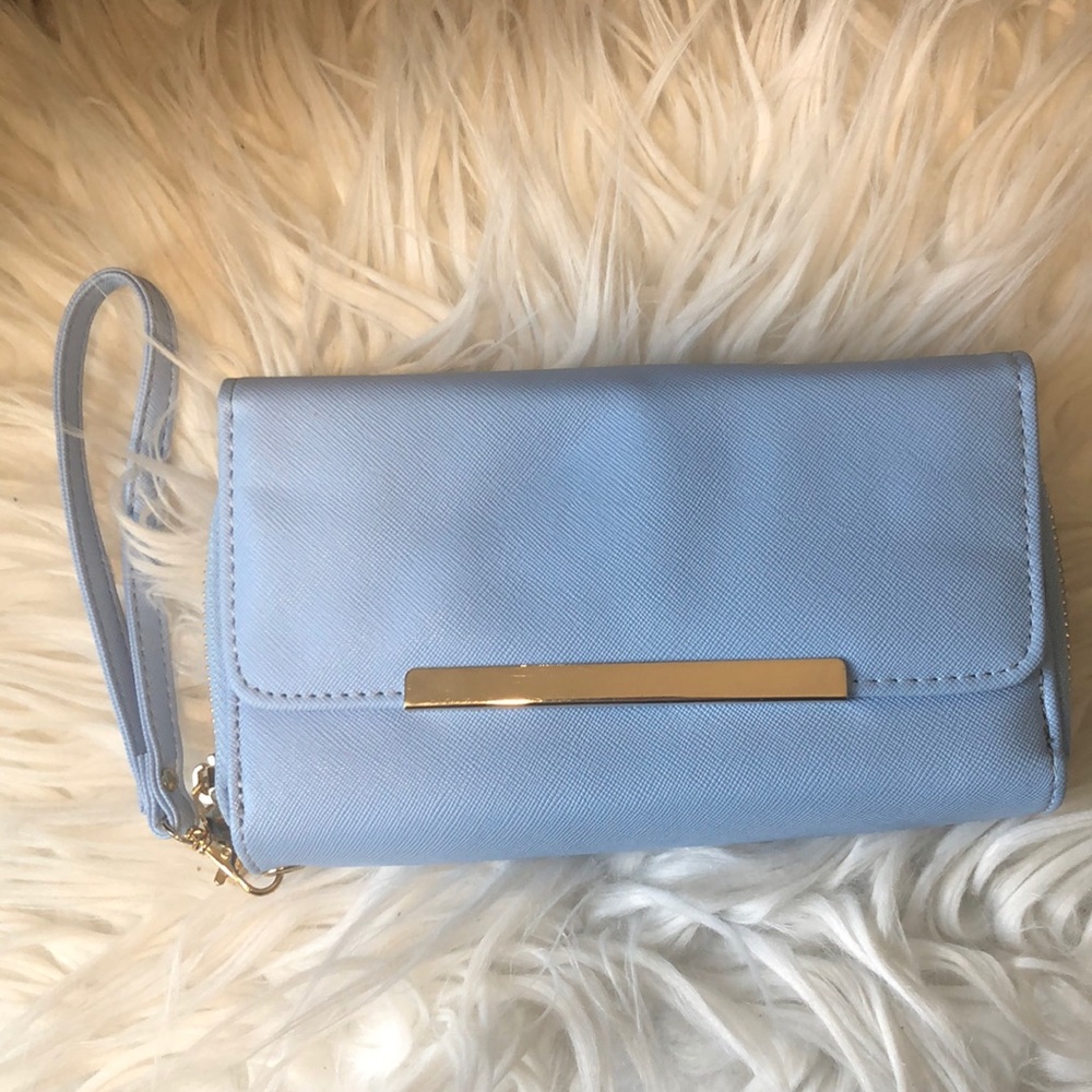 Baby blue wrist wallet